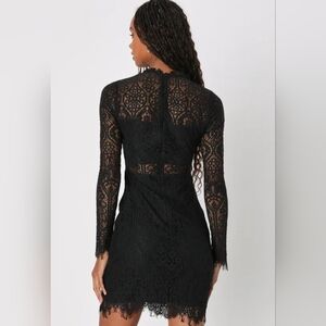 Appetite for Seduction Black Lace Long Sleeve Dress (Lulus) L